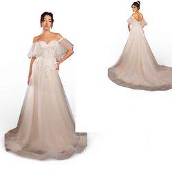 New With Tags Ivory/Nude Off The Shoulder Wedding Gown $259