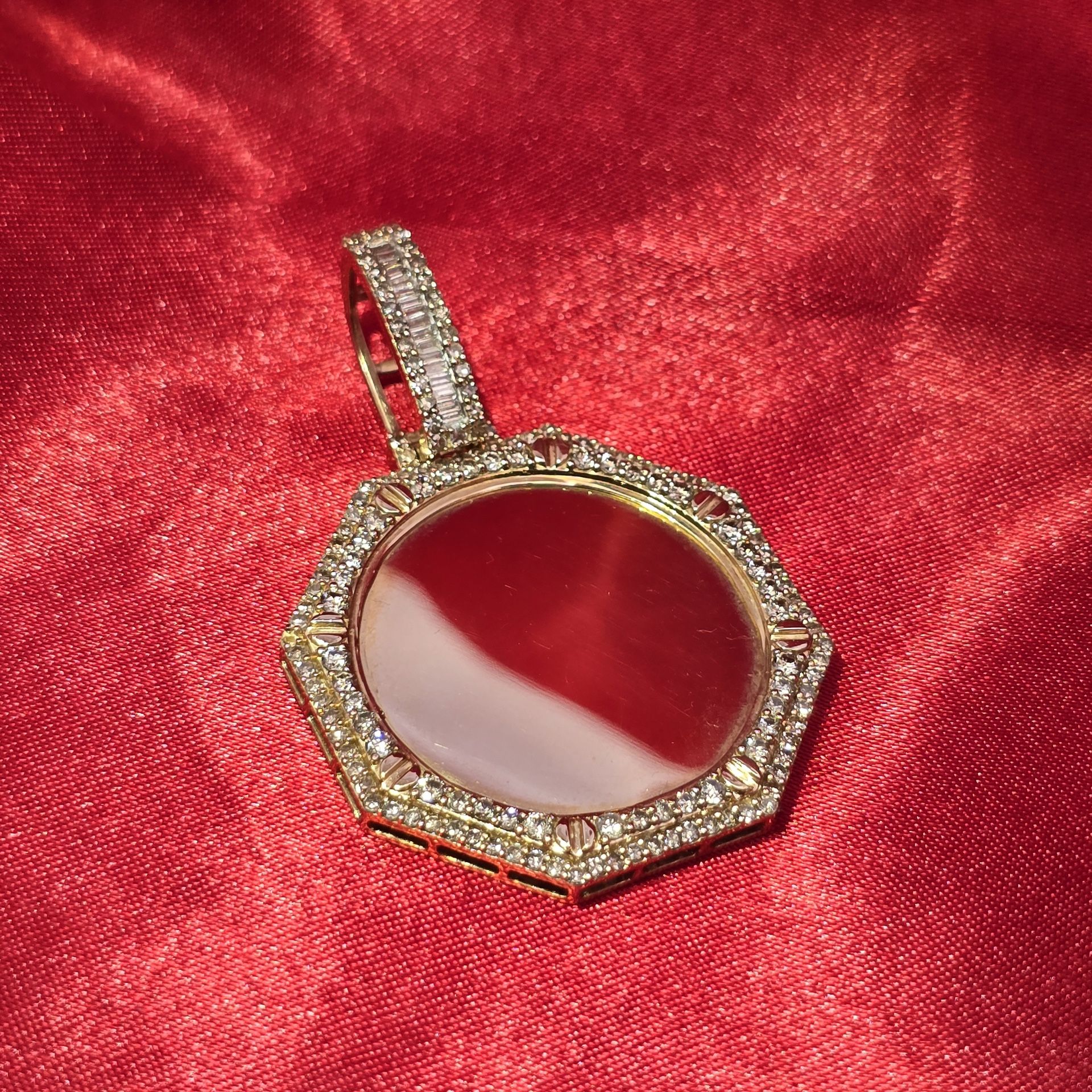 10k Yellow Gold Diamond Hexagon Memory Pendant 2.0 ctw