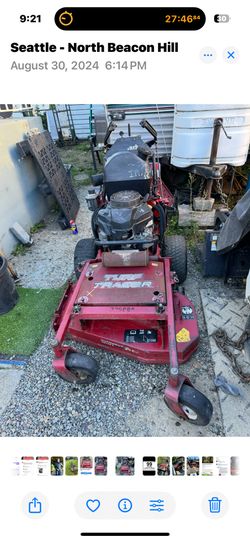 Exmark Turf Tracer 36" commercial mower with mulch kit and sulkie