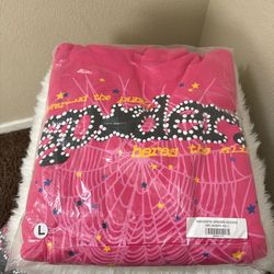 Large Pink “nevermind The Punk Here’s The Slime” Sp5der Hoodie