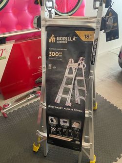 18 ft Reach Aluminum Multi-Position Ladder with Tool Hangers, 300 lbs. Load Capacity, Type IA Duty Rating