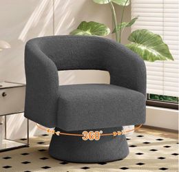 Dark Gray Boucle 360° Swivel Accent Chair