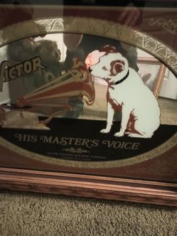 Large mirror picture my Master's voice and the dog's name was nippy perfect very heavy wood frame