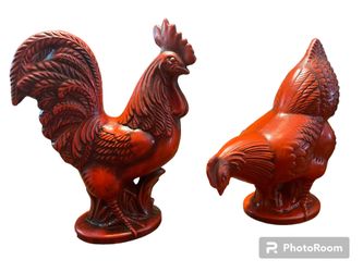 Vintage Rooster And Hen Set By Royal Haeger