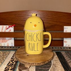 Rae Dunn Chicks Rule Topper Mug