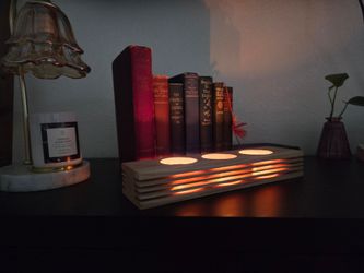 Modern oak votive candle holder