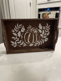 Wooden Fall Pumpkin Decorative Tray