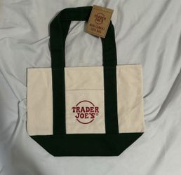Trader Joe’s Mini Canvas Green Tote Bag New 