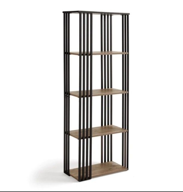 Linsy Home Ladder Shelf, 5 Tier Bookshelf with Wood Look and Metal Frame, LS209P2-A