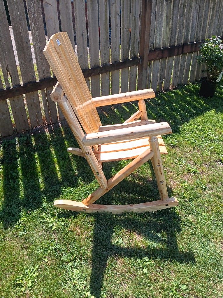 Large solid wooden log home rocking chair brand new