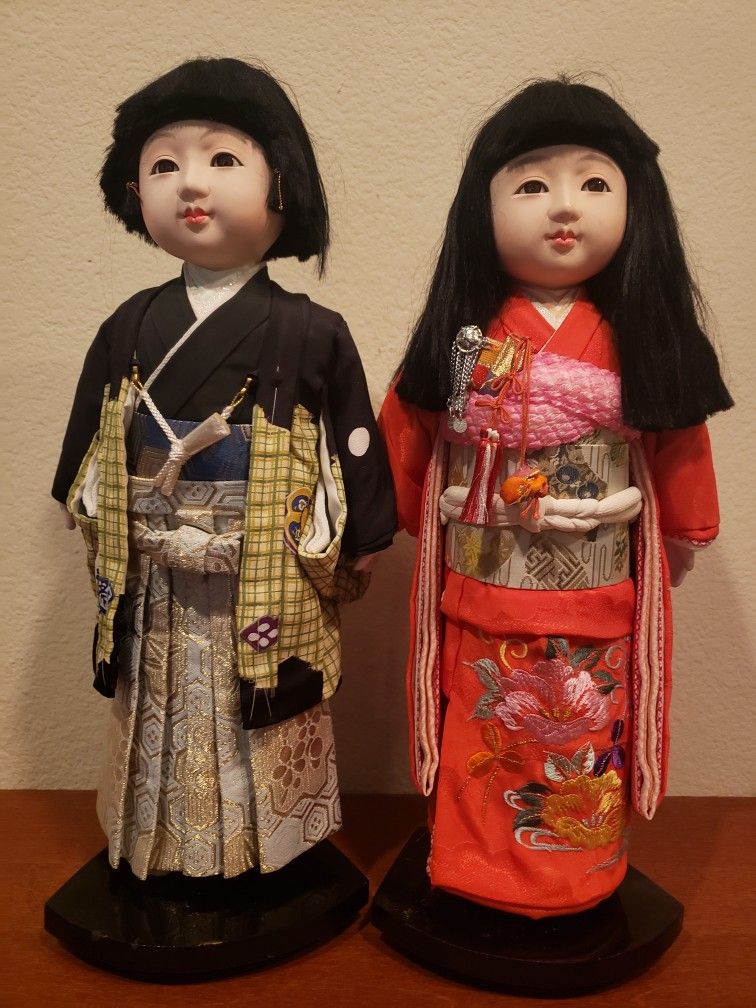 Vintage Japanese Ichimatsu Boy & Girl Dolls