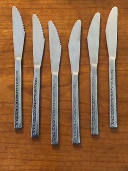Set of 6 Mid Century Modern Stainless Steel Salad/ Dessert  Knives