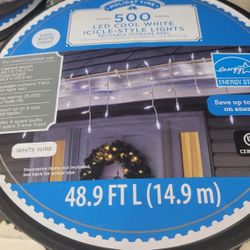 500 LED Cool White Icicle Lights