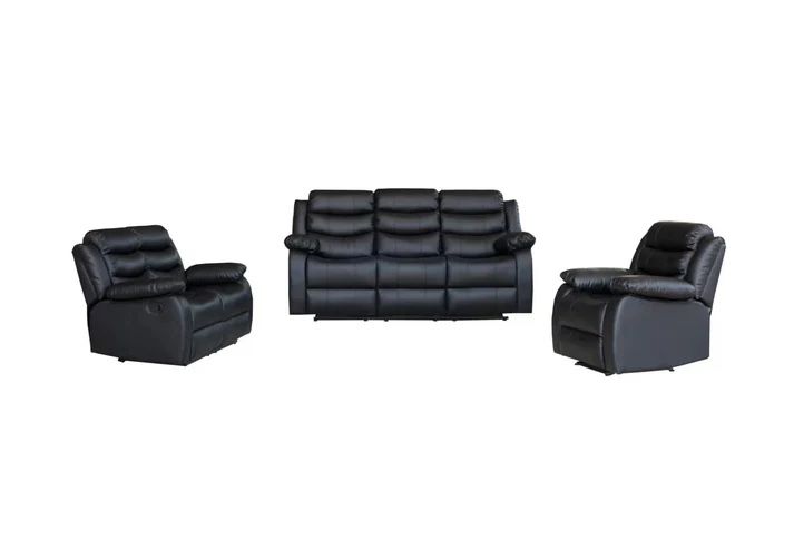New Black Recliner Living Room Set