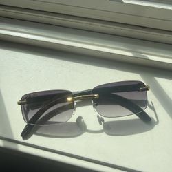 Luxury Rimless Wood & Gold Eyeglasses – Classic Rectangular Designer Style