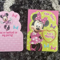 Minnie Mouse Birthday Party Invitations Invitation Cards with Heart Bracelet