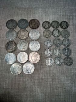 Morgan ,peace dollar & barber, liberty walking half dollar