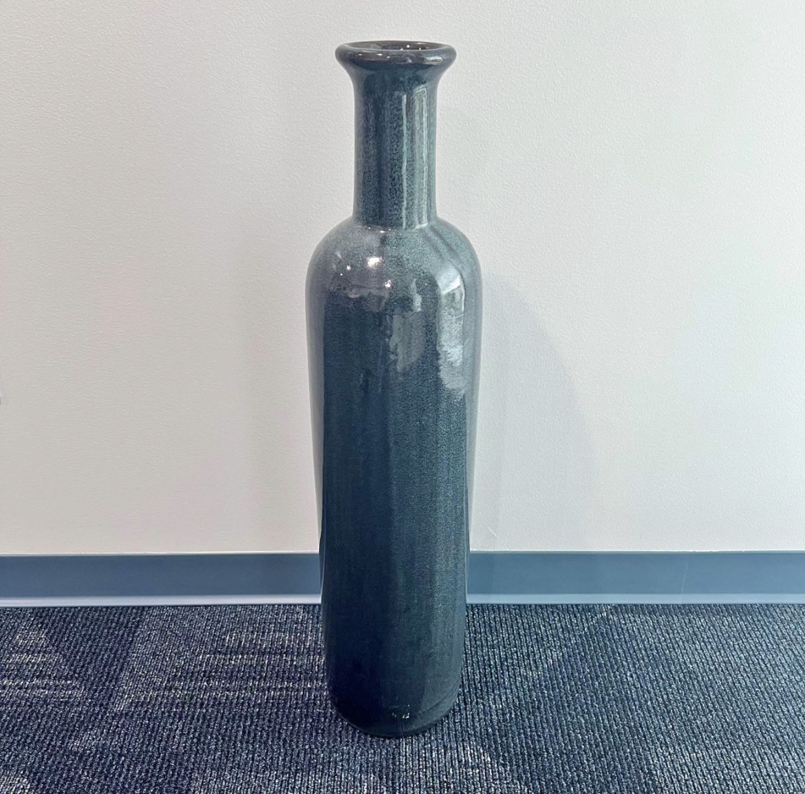 Tall Decorative Ceramic Vase – Deep Teal Glaze Finish