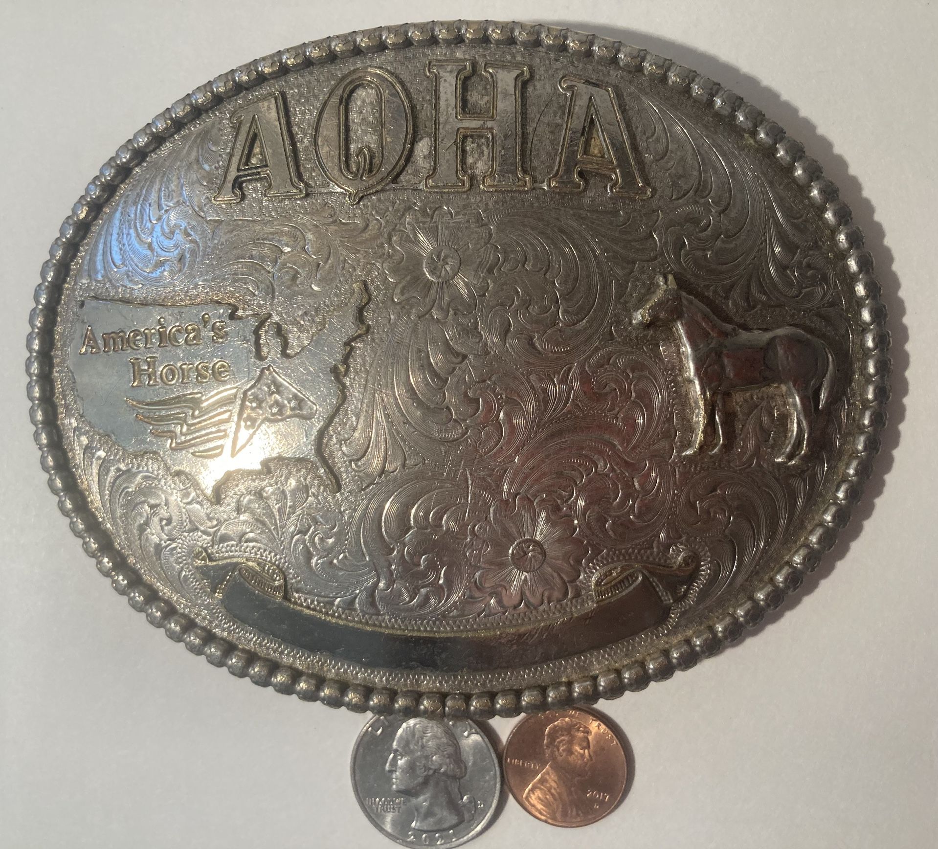 Vintage Belt Buckle American Quarter Horse