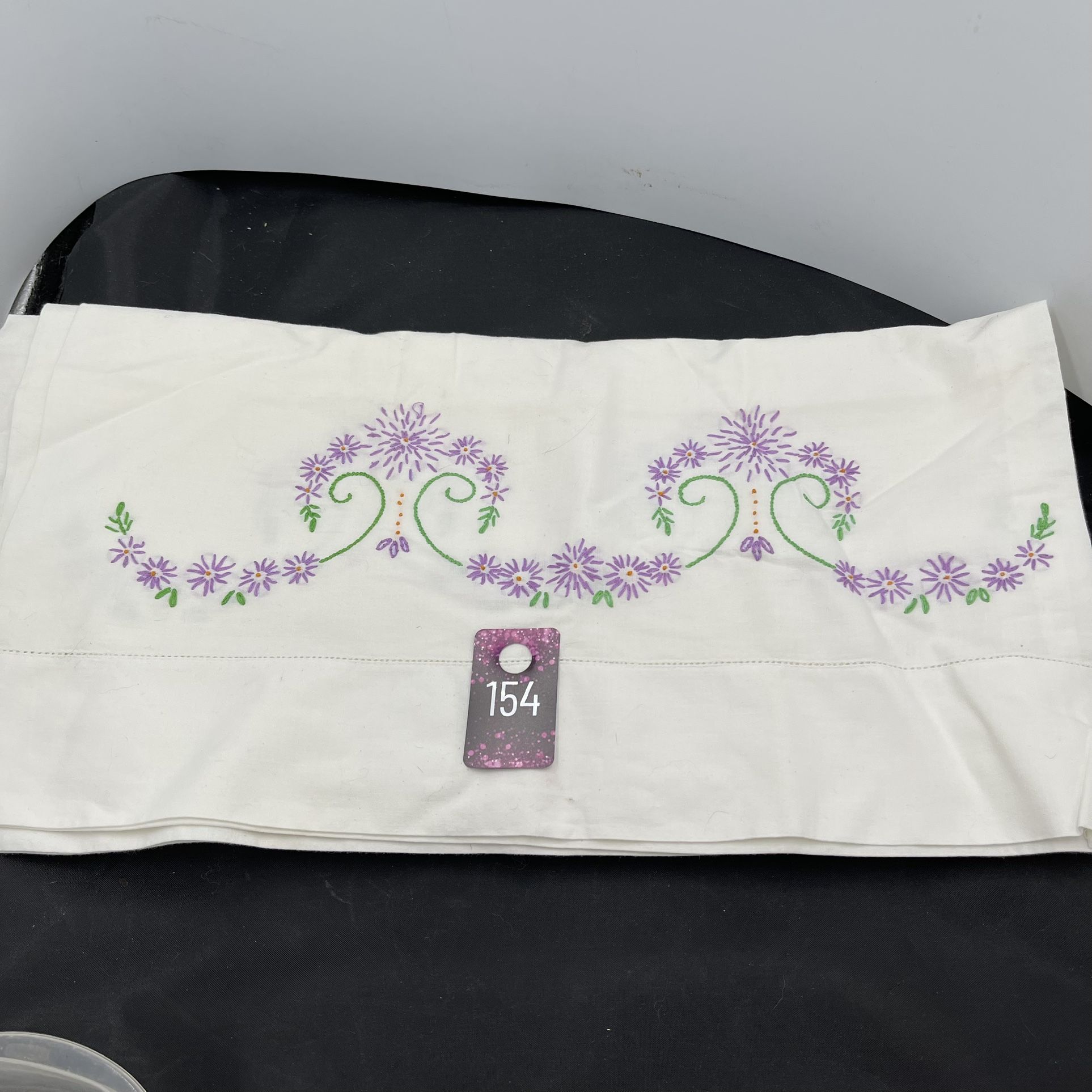 Vintage Thread Drawn Hems Standard Size Embroidered Pillowcases Pair