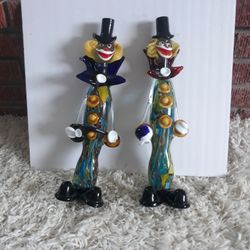 15" Blown Glass Clowns