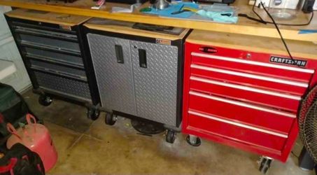 Gladiator and craftsman workbench and storage for trade