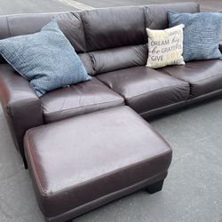 Authentic Leather Couch And Ottoman Or Sectional 