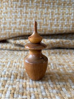 Vintage mid century wood perfume bottle