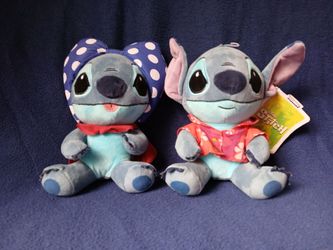 Disney Stitch Phunny pair-Stitch 8" Plush Laundry Stitch Plush & NWT 8" Stitch Hawaiin Shirt Plush