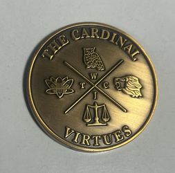 Cardinal Virtues Stoic Coin Medallion Token