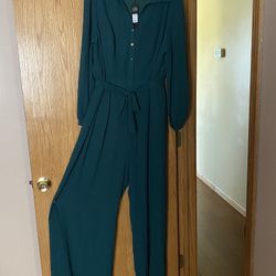 Woman Size 1x Jumpsuit Hunter Green 