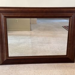 Very Large Wall Mirror In Thick Solid Wood Gold Bronze Brown Frame