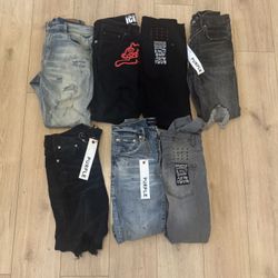 Designer Jeans Lot (7 Pairs) – Ksubi, Purple Brand, BBC – Slim/Skinny