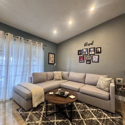 West Elm Grey L-Shaped Sectional Couch- FREE DELIVERY