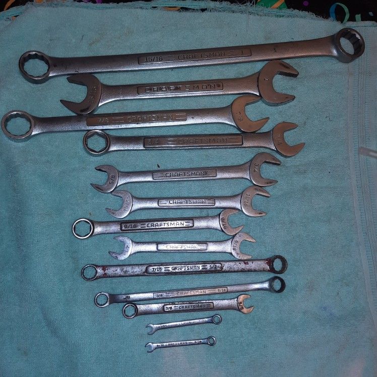 Craftsman 12 Piece Wrenches From 1" Down To 5/32".