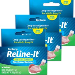 Dentemp Denture Reline Kit - Advanced Formula Reline It Denture Reliner (Pack of 3) - Denture Kit to Refit and Tighten Dentures for Both Upper & Lower