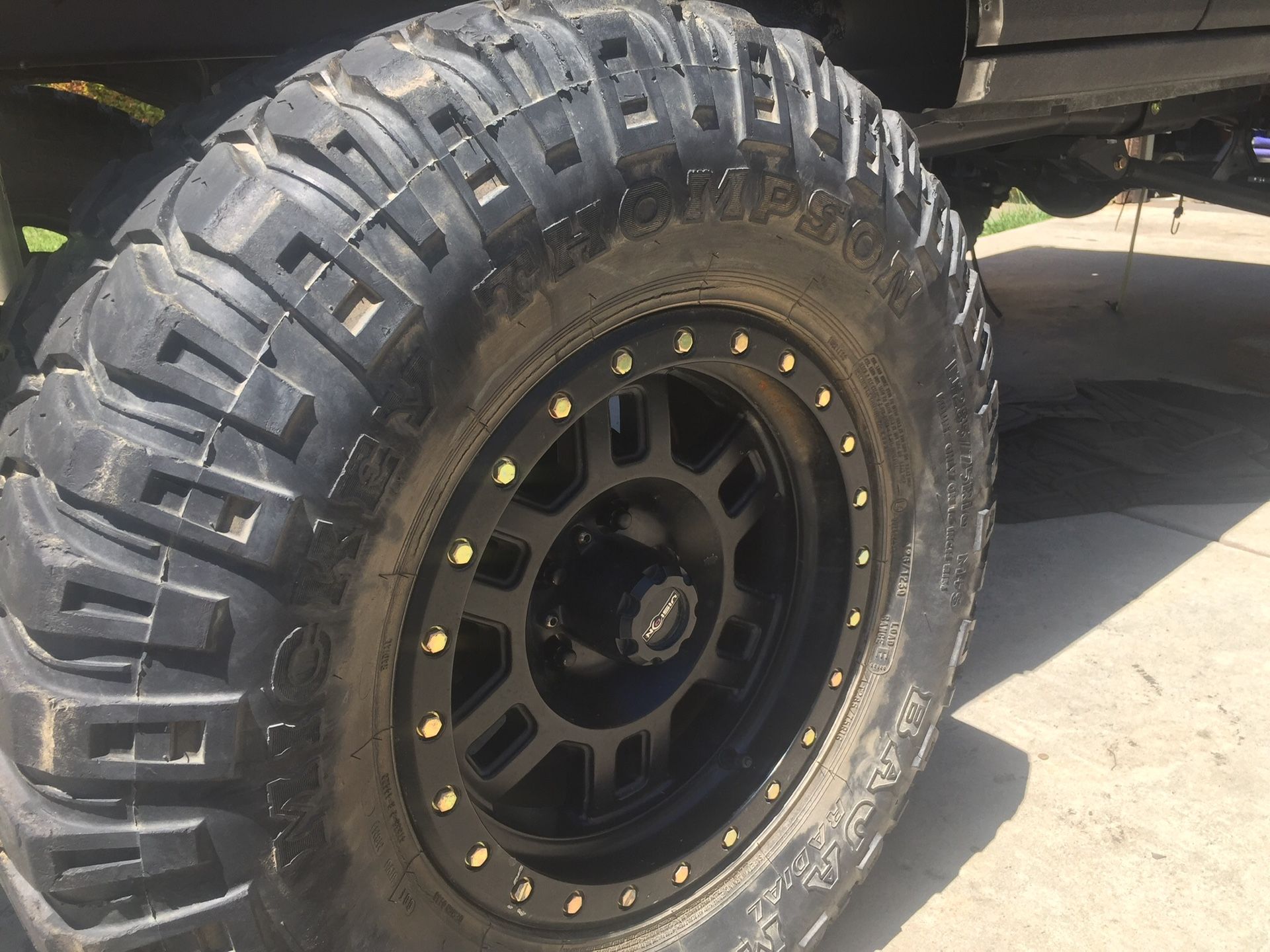 One set of Jeep wheels & tires