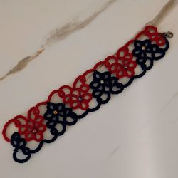 Red-Black lace bracelet, handmade luxury bracelet for women