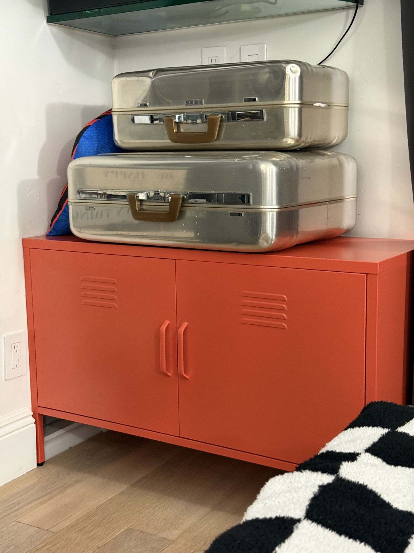 ORANGE METAL LOCKER STORAGE CABINET DRESSER
