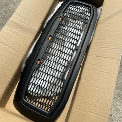 2006-2009 Dodge RAM Raptor Matte Black Front Hood Mesh W/Yellow Lights