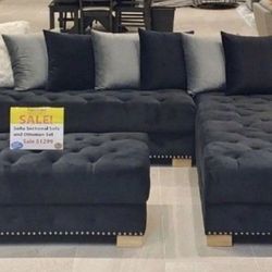 Same Day Delivery!🚚💨 -Sofia Velvet Sectional Sofa w/Ottoman-**90 Days Interest Free**  