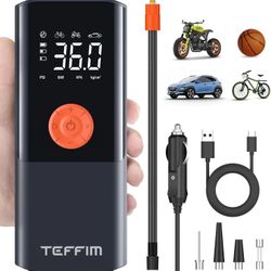 Teffim Portable Car Air Pump/Inflator/Compressor w/ Digital Pressure Gauge -NEW*