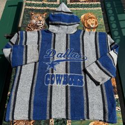 Dallas Cowboys Mexican Baja Knit Hoodie Drug Rug NFL Football size XL
