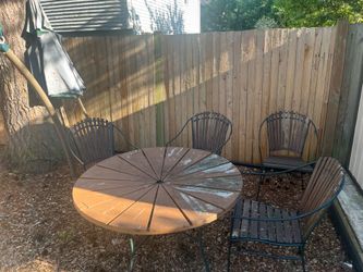 Free patio set (table, four chairs, umbrella)