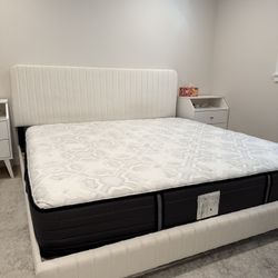 King Size Bed Frame White Velvet