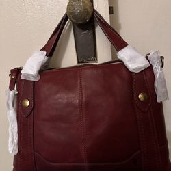 Frye Melissa Medium Satchel Berry Lacquer Leather Brand New No Price