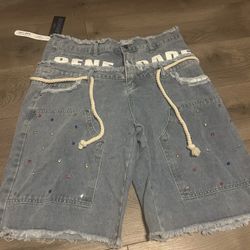 Double Waisted Rhinestone Jorts