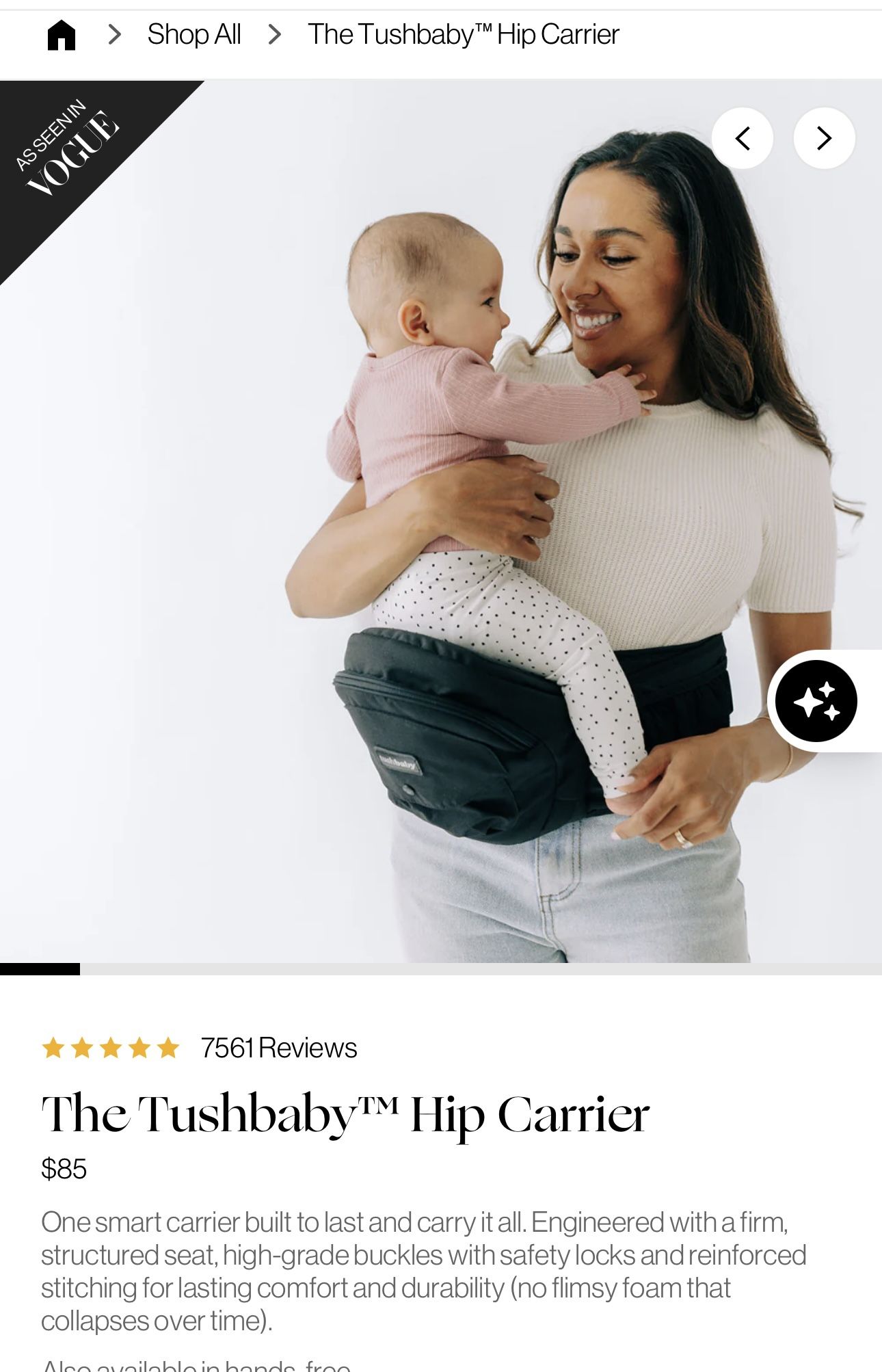 Tush Baby Carrier & Hands free Attachment