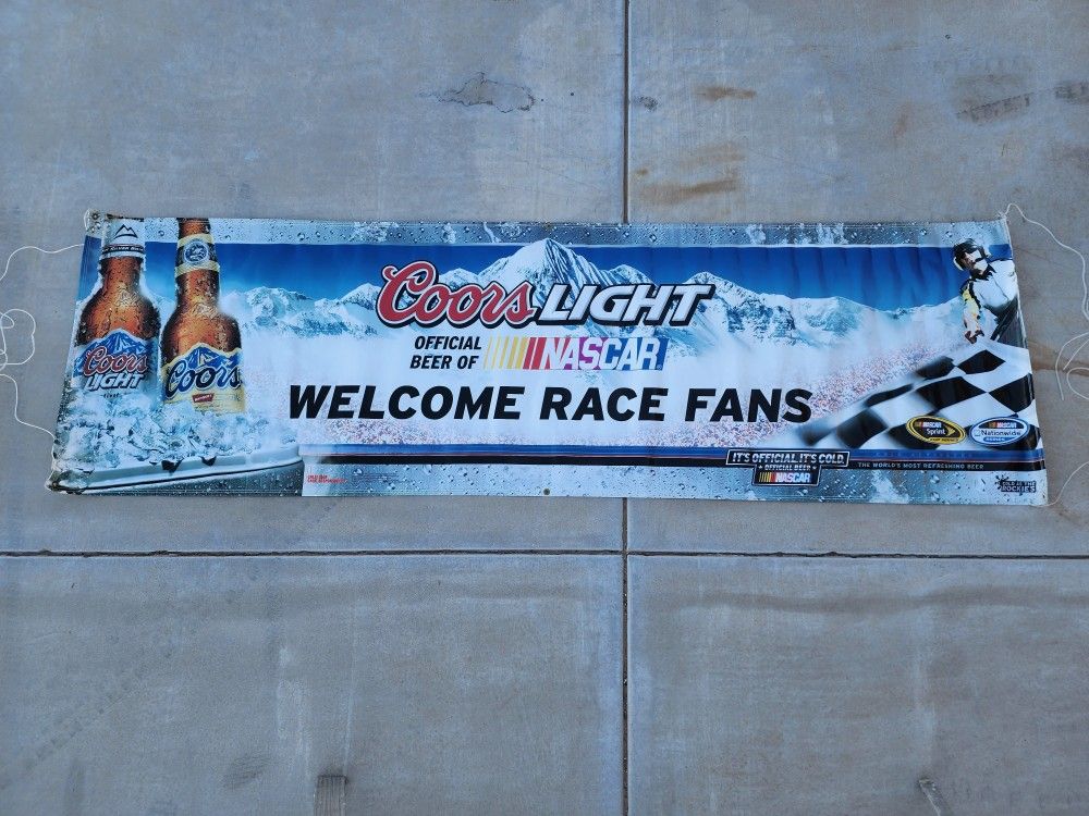 Original Sign Coors Light Nascar Welcome Race Fans Banner
