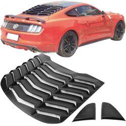 Fits 15-22 Ford Mustang IKON Style Rear Side Window Louver - Matte Black